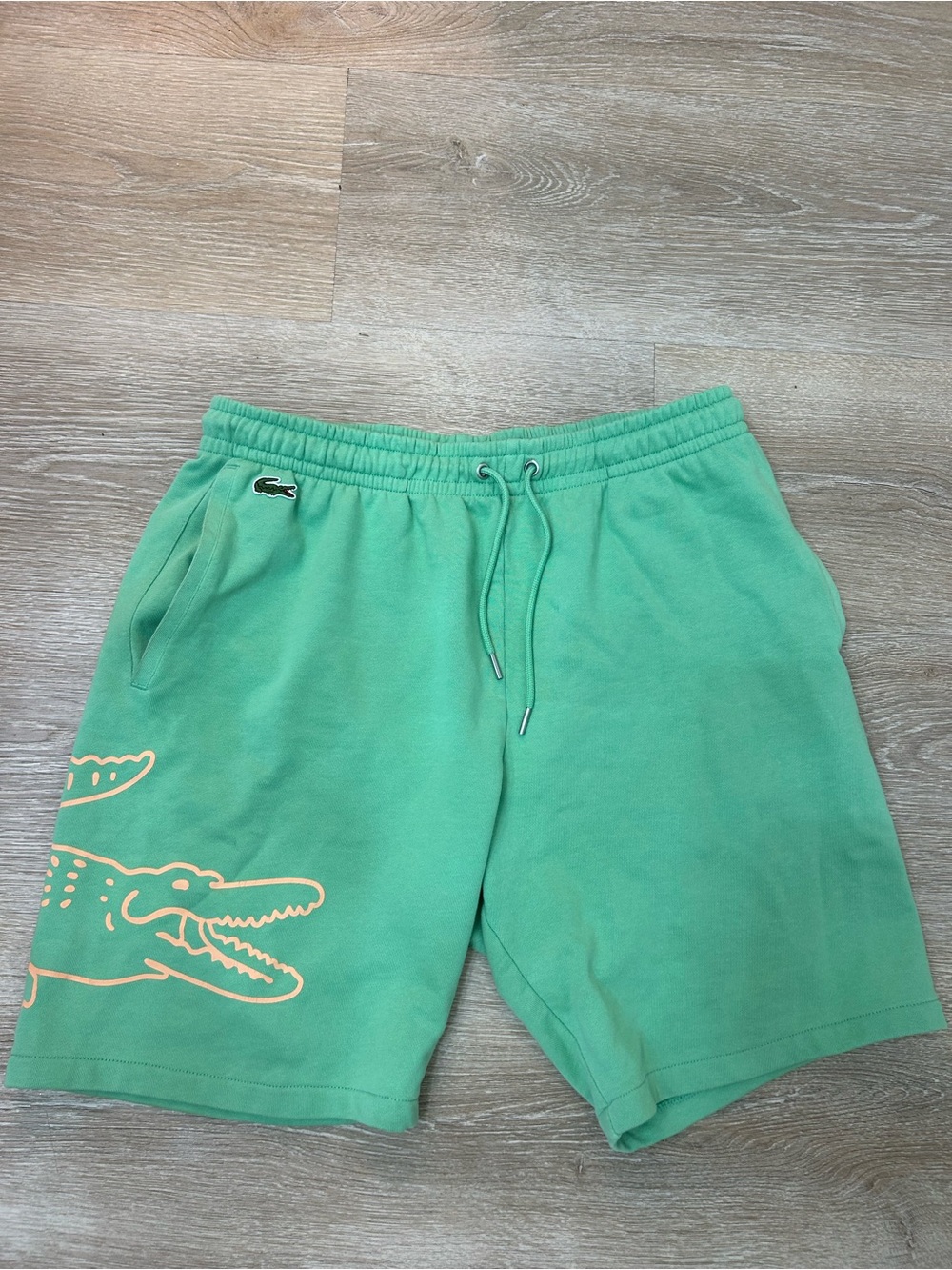 Lacoste Men's Croc Logo Organic Cotton Fleece Shorts Red Green Medium